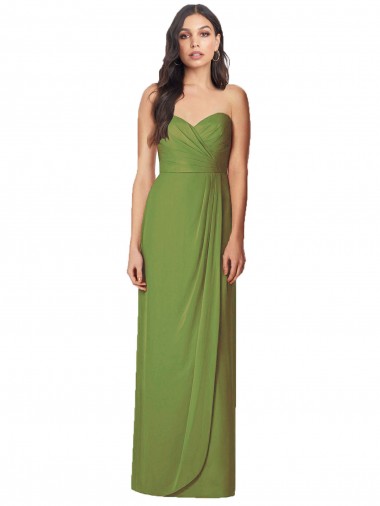 Olive Green Trumpet Strapless Long Bridesmaid Dress Bolton