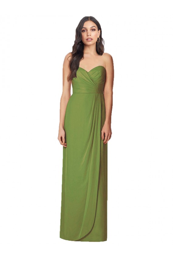 Olive Green Trumpet Strapless Long Bridesmaid Dress Bolton