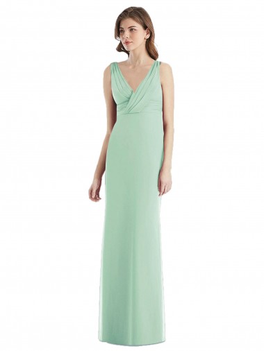 Open Back Mint Green Trumpet V-Neck Long Bridesmaid Dress / Evening Dress Bolton