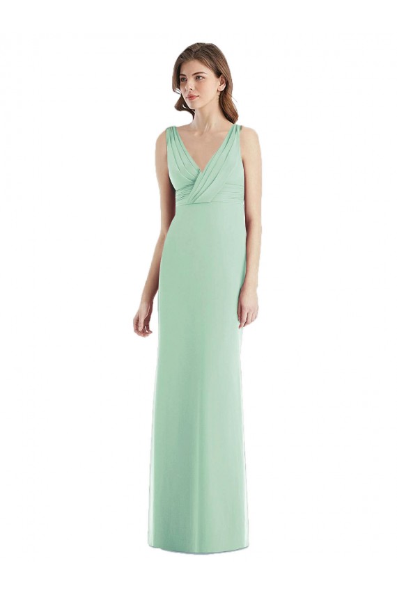 Open Back Mint Green Trumpet V-Neck Long Bridesmaid Dress / Evening Dress Bolton