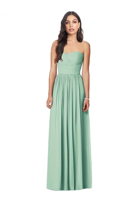 Mint Green Trumpet Strapless Long Bridesmaid Dress Bolton