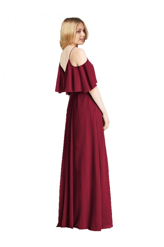 Royal Blue A-Line V-Neck Cold Shoulder Long Bridesmaid Dress Bolton