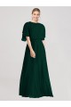 Tie Back Ever Green A-Line Round Neck Long Bridesmaid Dress Bolton