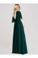 Tie Back Ever Green A-Line Round Neck Long Bridesmaid Dress Bolton