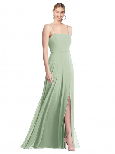 Low Back Sage Trumpet Square Neck Long Formal Evening Gown / Bridesmaid Dress Bolton