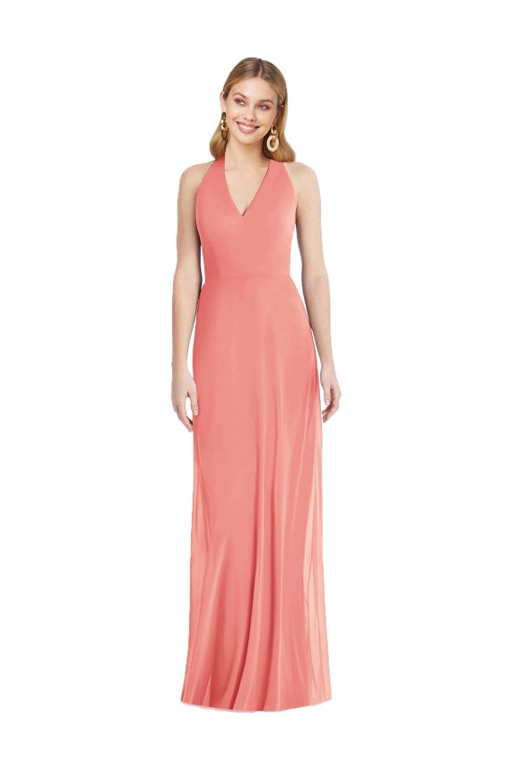 Desert Rose Trumpet V-Neck Long Formal Evening Gown / Bridesmaid Dress Bolton