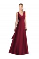 V-Back Burgundy A-Line V-Neck Long Floor Length Bridesmaid Dress Bolton