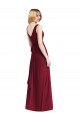 V-Back Burgundy A-Line V-Neck Long Floor Length Bridesmaid Dress Bolton