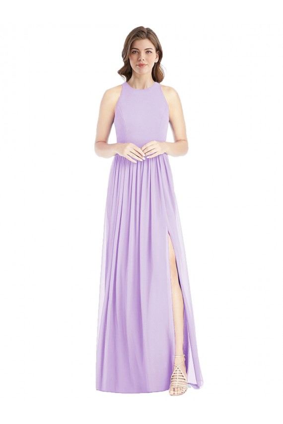 Lilac A-Line Halter Neck Long Bridesmaid Dress Bolton