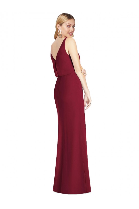 V-Back Dusty Pink Mermaid V-Neck Long Bridesmaid Dress Bolton
