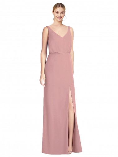 V-Back Dusty Pink Mermaid V-Neck Long Bridesmaid Dress Bolton