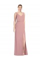 V-Back Dusty Pink Mermaid V-Neck Long Bridesmaid Dress Bolton