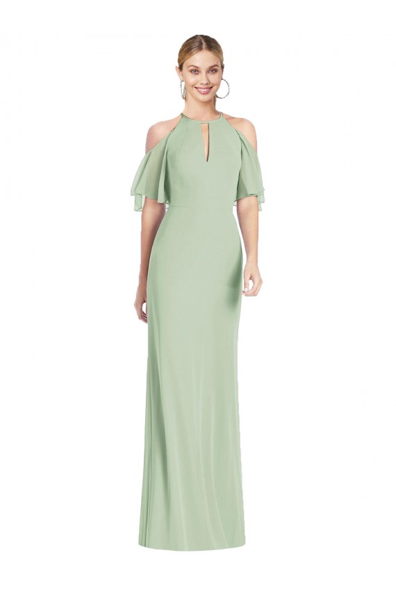 Sage Mermaid Halter Neck Long Semi Formal Evening Dress / Bridesmaid Dress Bolton