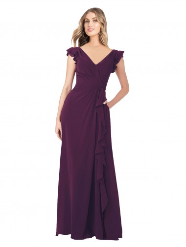 Grape A-Line V-Neck Long Formal Dress / Bridesmaid Dress Bolton
