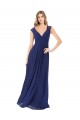 Keyhole Back Sapphire A-Line V-Neck Long Bridesmaid Dress Bolton