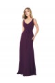 Grape A-Line V-Neck Long Floor Length Bridesmaid Dress Bolton