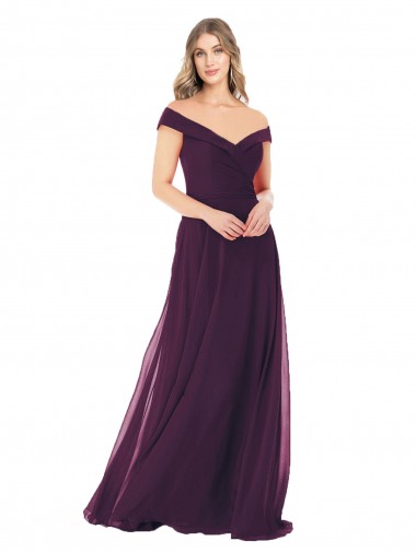 Grape A-Line Off the Shoulder Long Bridal Party Dress Bolton