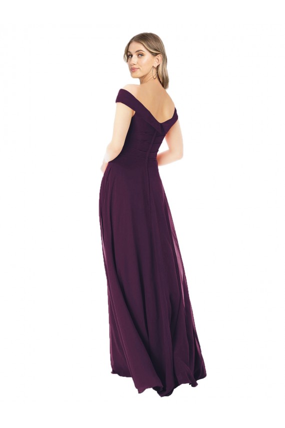Grape A-Line Off the Shoulder Long Bridal Party Dress Bolton