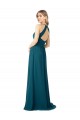 Keyhole Back Windsor Blue A-Line High Neck Long Bridesmaid Dress Bolton