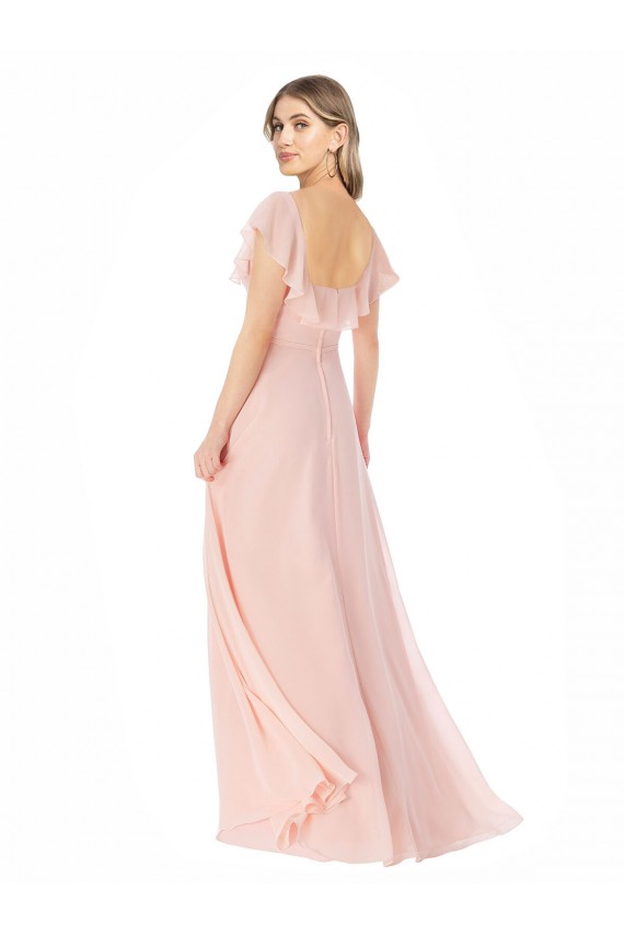 Pink A-Line Square Neck Long Formal Dress / Bridesmaid Dress Bolton