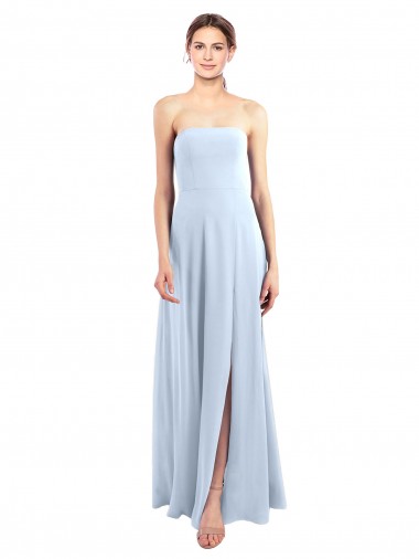 Light Sky Blue A-Line Strapless Long Bridesmaid Dress Bolton