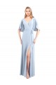 V-Back Light Sky Blue A-Line V-Neck Long Bridesmaid Dress / Evening Dress Bolton