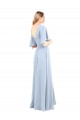 V-Back Light Sky Blue A-Line V-Neck Long Bridesmaid Dress / Evening Dress Bolton