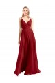 V-Back Red A-Line V-Neck Sleeveless Long Bridesmaid Dress Bolton