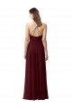 Open Back Burgundy Gold A-Line High Neck Long Bridesmaid Dress Bolton
