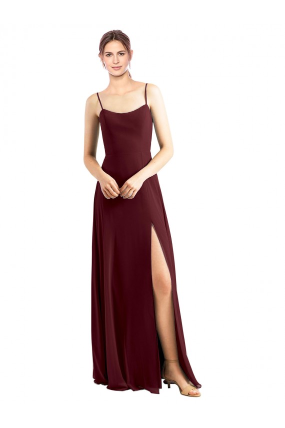 Burgundy Gold A-Line Scoop Neck Long Bridesmaid Dress / Evening Dress Bolton