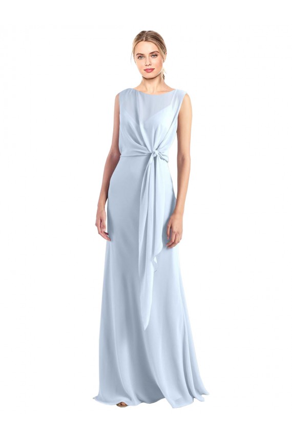 Keyhole Back Light Sky Blue A-Line V-Neck Long Bridesmaid Dress / Evening Gowns Bolton