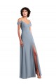 Dusty Blue A-Line V-Neck Long Formal Dress / Bridesmaid Dress Bolton
