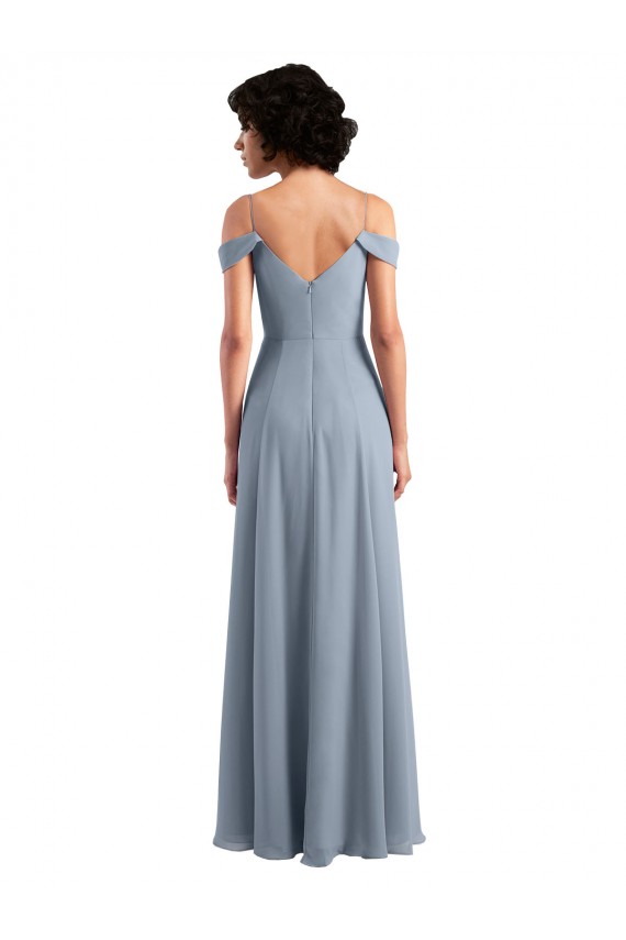 Dusty Blue A-Line V-Neck Long Formal Dress / Bridesmaid Dress Bolton
