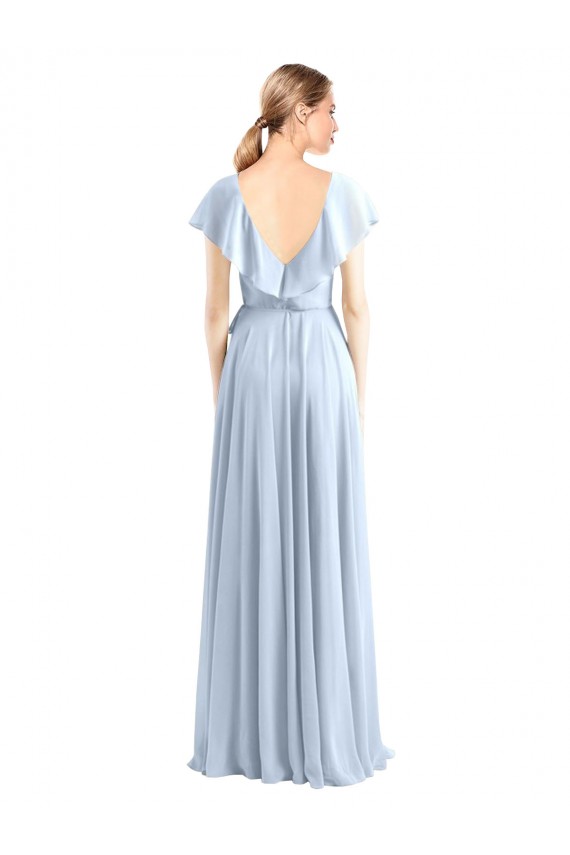 V-Back Royal Blue A-Line V-Neck Long Bridesmaid Dress Bolton