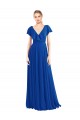 V-Back Royal Blue A-Line V-Neck Long Bridesmaid Dress Bolton