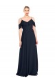 V-Back Dark Navy A-Line V-Neck Long Bridesmaid Dress Bolton