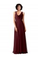 V-Back Burgundy Gold A-Line Cowl Neck Long Bridesmaid Dress Bolton