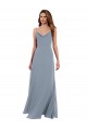 V-Back Dusty Blue A-Line Cowl Neck Long Formal Dress / Bridesmaid Dress Bolton