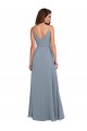V-Back Dusty Blue A-Line Cowl Neck Long Formal Dress / Bridesmaid Dress Bolton