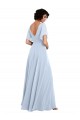 V-Back Light Sky Blue A-Line V-Neck Long Bridesmaid Dresses Bolton