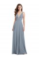 V-Back Dusty Blue A-Line V-Neck Long Bridesmaid Dress / Evening Gowns Bolton