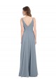 V-Back Dusty Blue A-Line V-Neck Long Bridesmaid Dress / Evening Gowns Bolton