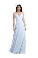 V-Back Light Sky Blue A-Line V-Neck Long Evening Dress / Bridesmaid Dress Bolton