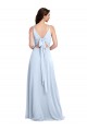 V-Back Light Sky Blue A-Line V-Neck Long Evening Dress / Bridesmaid Dress Bolton