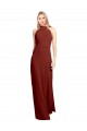 Open Back Burgundy A-Line High Neck Long Prom Dress / Bridesmaid Dress Bolton