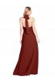 Open Back Burgundy A-Line High Neck Long Prom Dress / Bridesmaid Dress Bolton