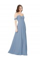 Low Back Dusty Blue A-Line Sweetheart Long Wedding Party Dress Bolton