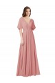 V-Back Bliss Pink A-Line V-Neck Long Bridesmaid Dress Bolton