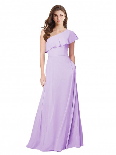 Lilac A-Line One Shoulder Long Bridesmaid Dress Bolton
