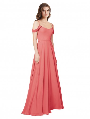 Low Back Desert Rose A-Line Off the Shoulder Long Bridesmaid Dress Bolton